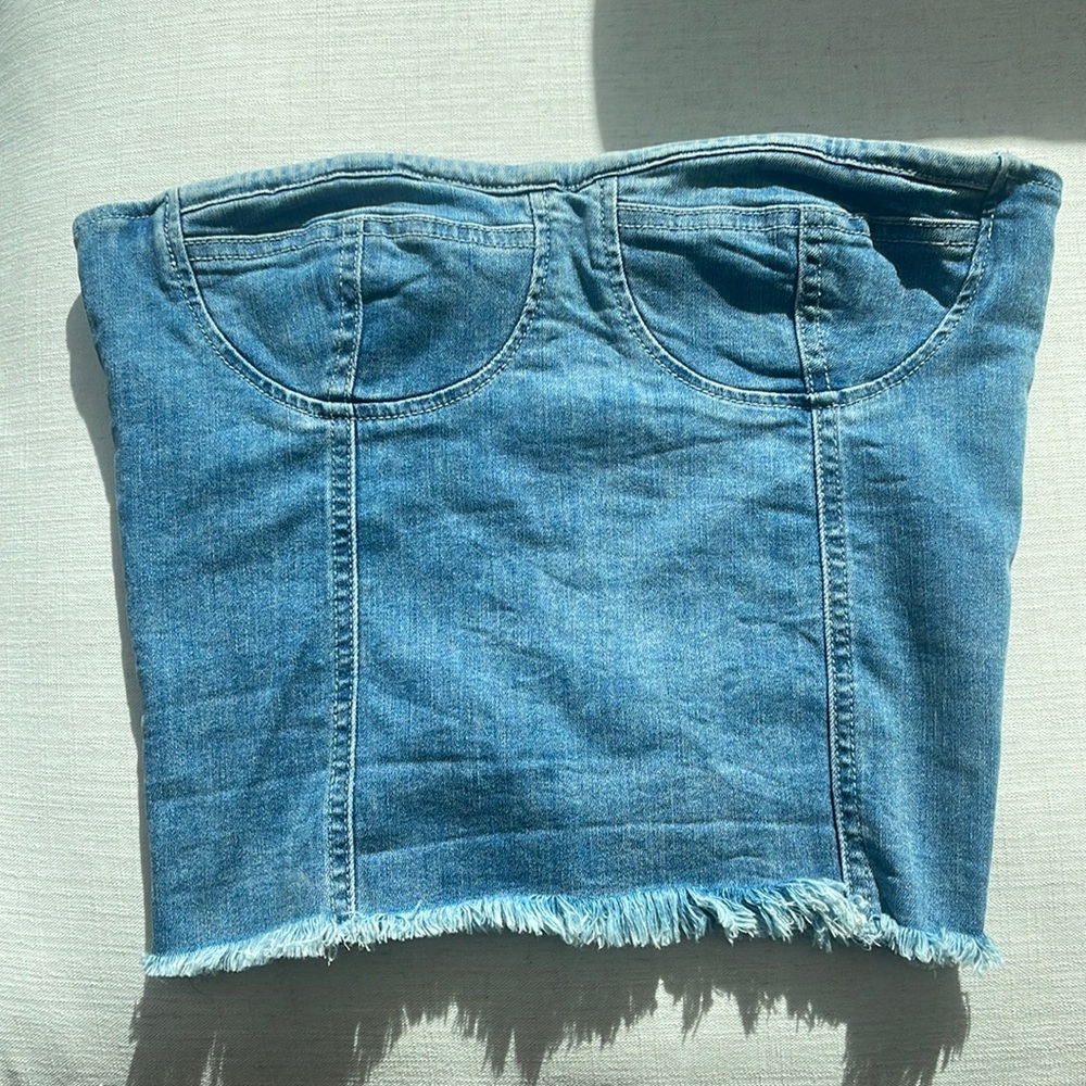 REVOLVE superdown Desa Crop Bustier Top in Denim Blue